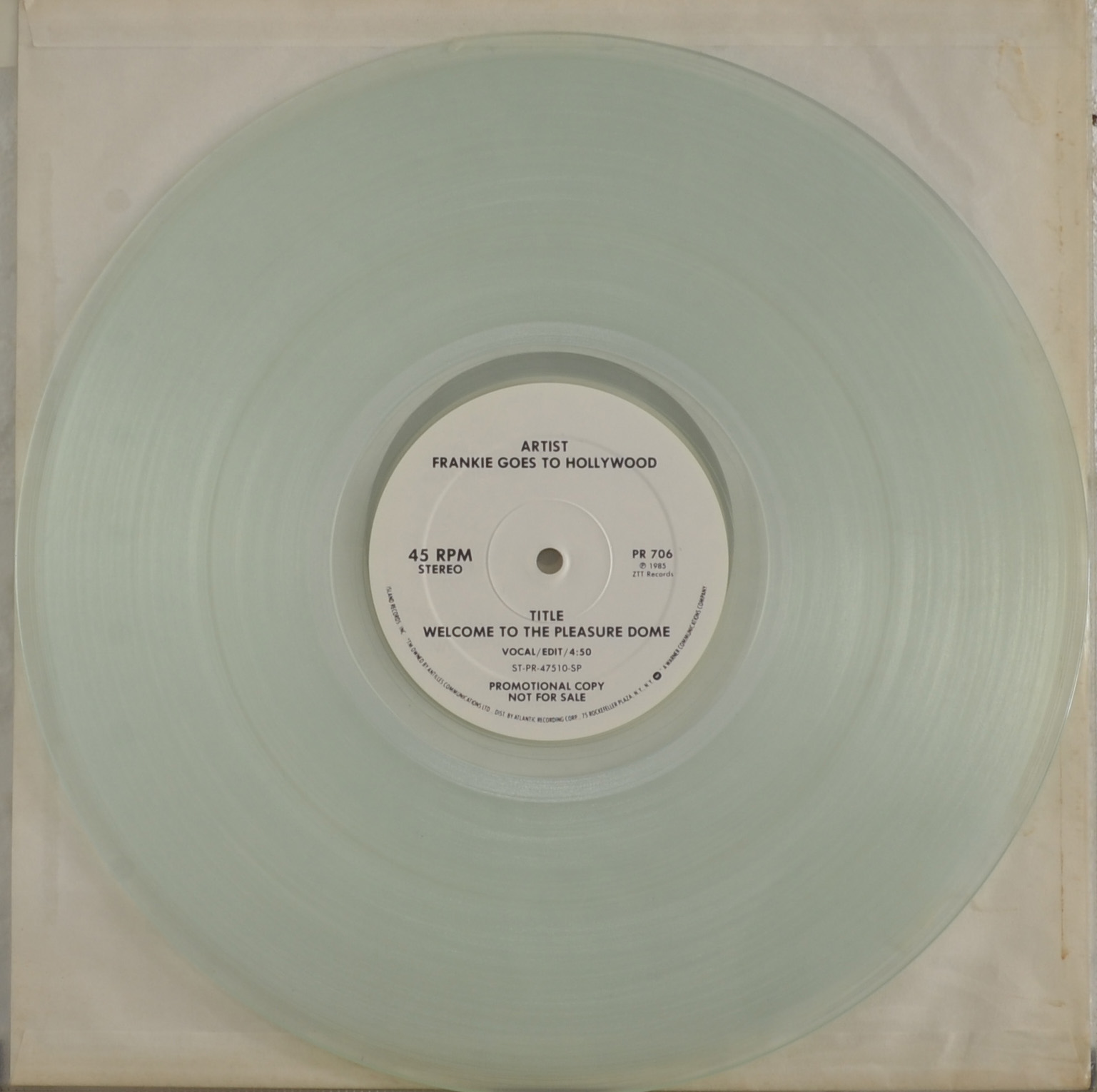 Pleasuredome clear vinyl, USA